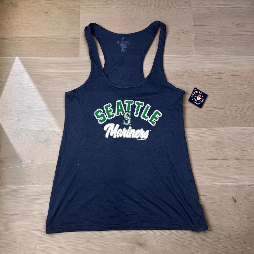 Soft As A Grape Seattle Mariners MLB Navy Blue Racerback Tank Top XL NWT